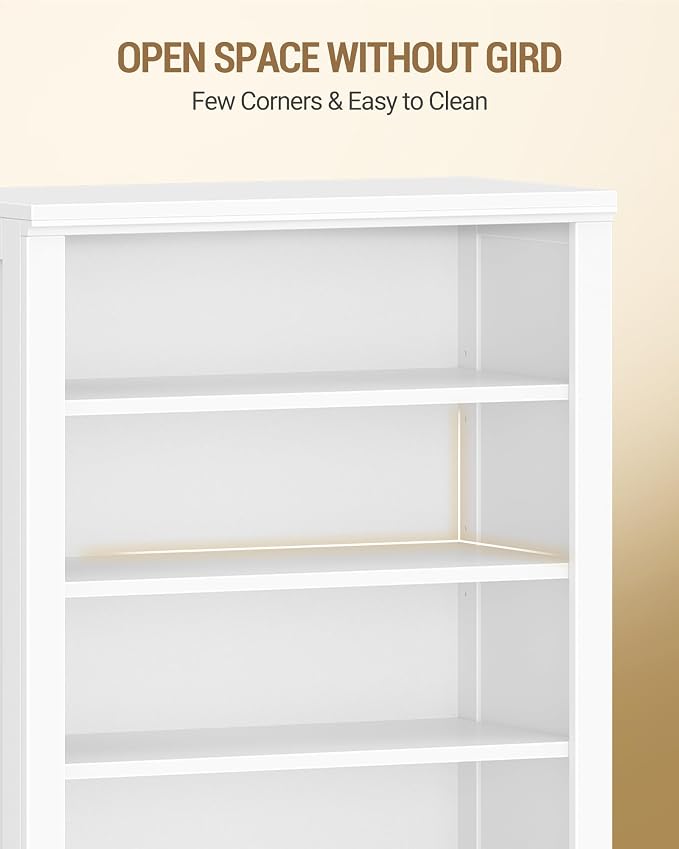 Hzuaneri Shoe Storage Cabinet, 10 Tiers Freestanding Shoe Cabinets, Wooden Shoes Rack with Cubby, 27-30 Pairs, Farmhouse Tall Shoes Cubby Organizer for Entryway, Living Room, White SR52603X
