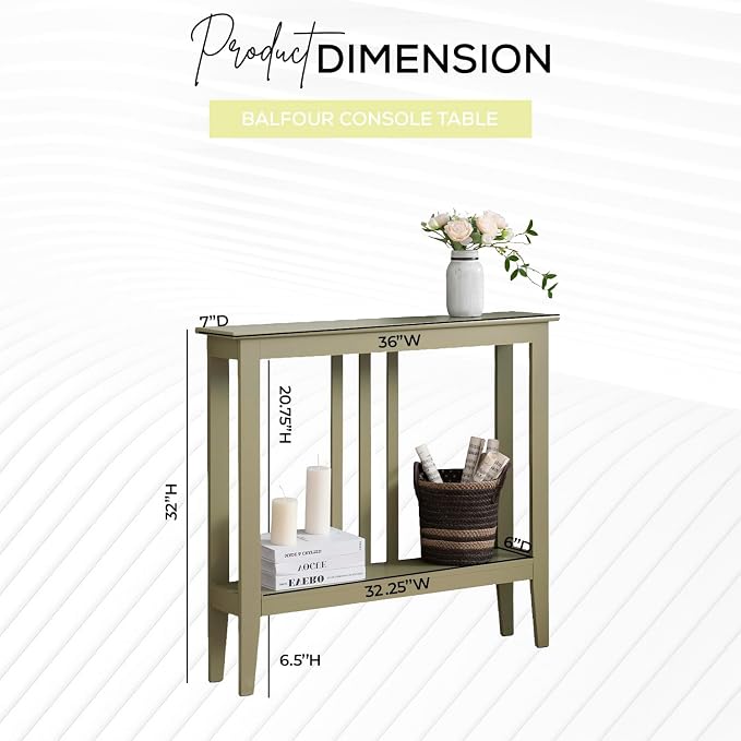 Kings Brand Narrow Console Table w/Storage Shelf, Lemon Pepper | Narrow Console Table with Storage Shelf – Slim Design Fits Entryways, Hallways, Behind Sofas, Shelf Décor, Books, Essentials