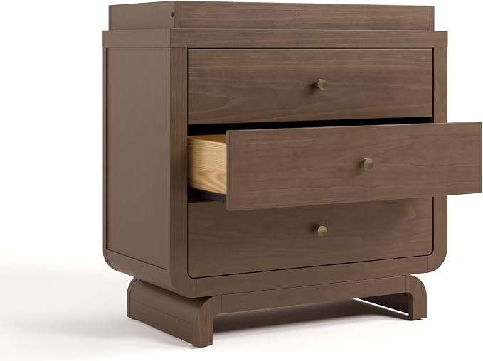 Storkcraft Santorini 3 Drawer Chest with Changing Topper (Hazelnut) – GREENGUARD Gold Certified, Award-Winning Premium Wood Dresser for Baby & Kids Bedroom with Interlocking Drawer System