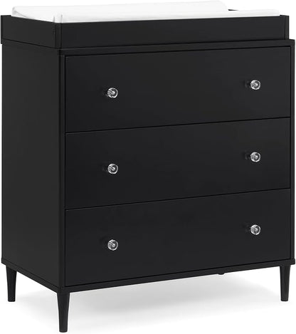 Delta Children Bowie 3 Drawer Dresser with Changing Top, Black Ebony