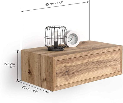 Mobili Fiver, Riccardo Floating nightstand, Rustic Oak, Made in Italy