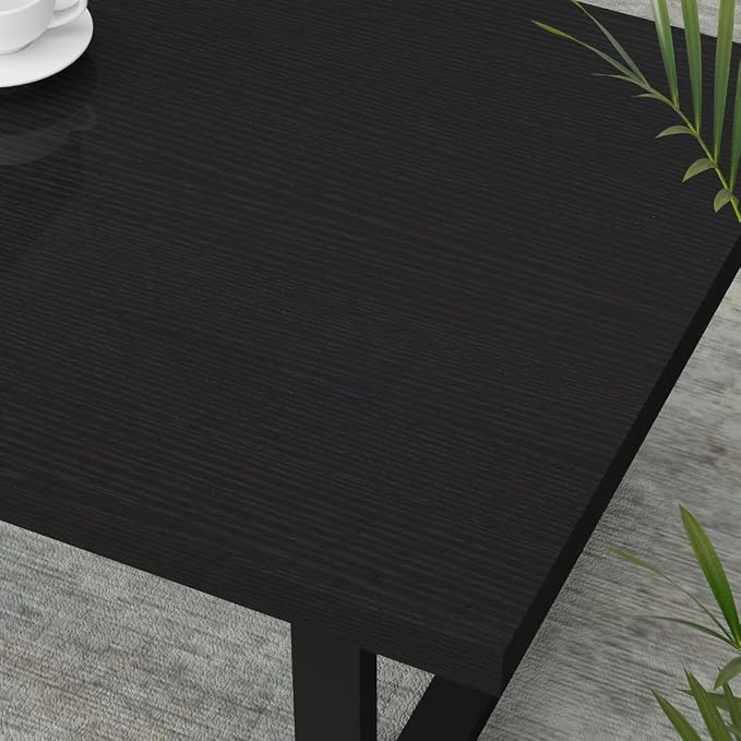 IBF Modern Black Coffee Table, Minimalist Industrial Wooden Center Table, Simple Farmhouse Rectangle Living Room Table, Wood and Metal Cocktail Coffee Table for Home Bedroom Office, Black Oak, 47 Inch