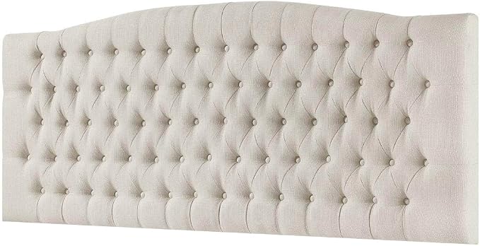 24KF Upholstered Tufted Button Linen Wall Mounted Headboard,Comfortable Fashional Headboard King/CA King Size, 6055-K-Ivory