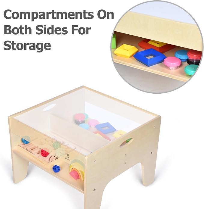 3-in-1 Versatile LED Sensory Light Table w/Storage for Kids - Preschool, Classroom & Playroom | Sensory Learning & Educational Play
