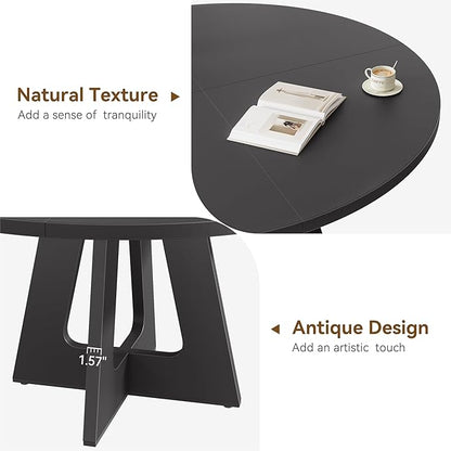 GAOMON 47 Inch Round Dining Table for 4-6 People, Circle Dinner Table with Wooden Cross Pedestal Base, Farmhouse Kitchen Furniture for Dining Room, Living Room, Kitchen (Table Only) - Black