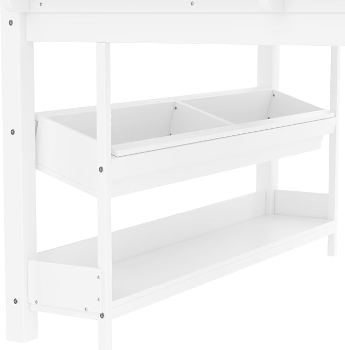 Bellemave Full Size Low loft Bed with Desk and bookcases, Boxes and Drawers for Kids,Wood Modern Farmhouse Kids Loft Beds with Shelf, White