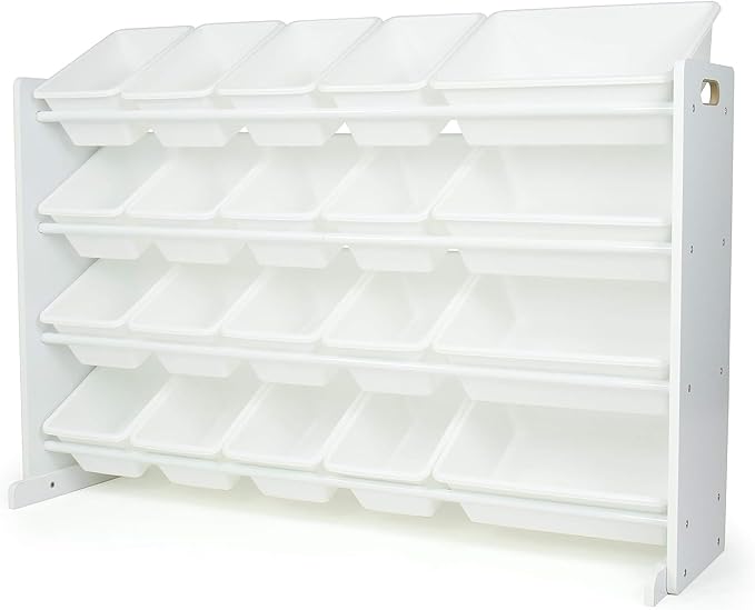 Humble Crew Toy Storage Organizer with 20 Removable Storage Bins for Kids Playroom, 4-Tier Toddler Toy Organization, White/White