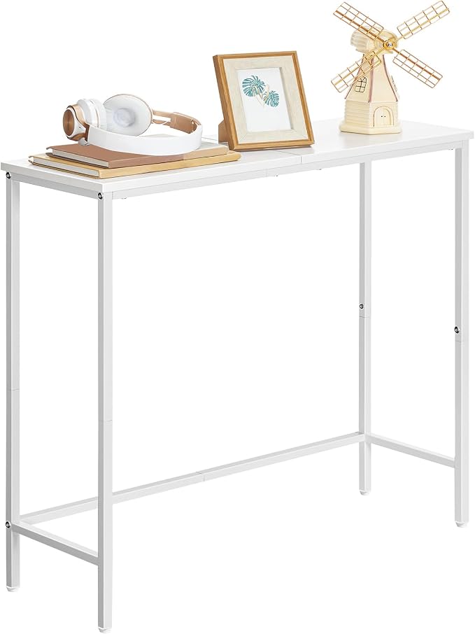 HOOBRO Narrow Console Table, 29.5" Small Entryway Table, Thin Sofa Table, Side Table, Display Table, for Hallway, Bedroom, Living Room, Foyer, White WW75XG01