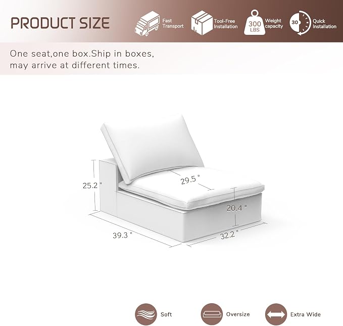 Modular Sectional Sofa,Extra Comfty Deep-Seat-Filled Couch, Modern Couches for Living Room,Apartment,Office,Small Space