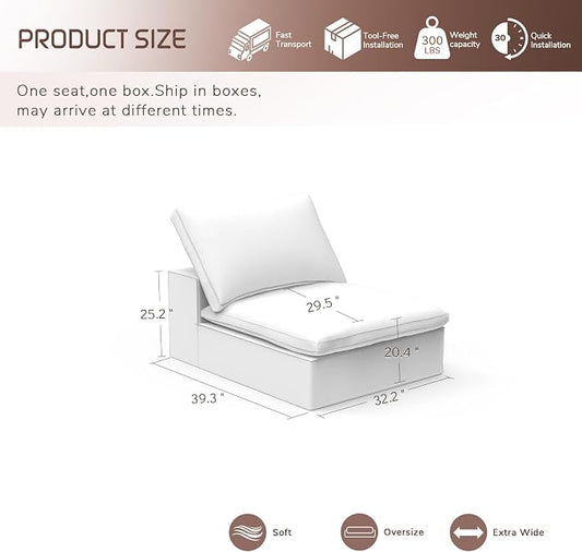 Modular Sectional Sofa,Extra Comfty Deep-Seat-Filled Couch, Modern Couches for Living Room,Apartment,Office,Small Space