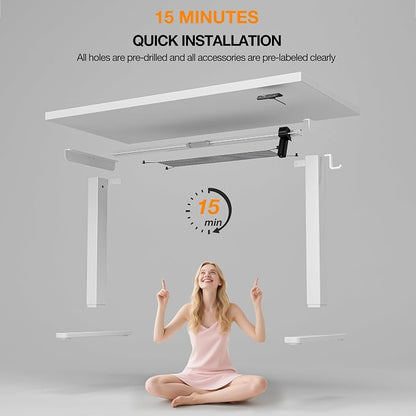 Acrolix Electric Standing Desk, Height Adjustable Home Office Desk with Memory Presets & Cable Management,White Sit Stand Desk for Work from Home, Ergonomic Computer Desk (48" x 24")