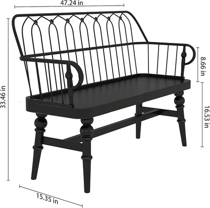 DIBRATY Entryway Bench,Spindle Back Wooden Dinning Bench, Farmhouse Foyer Bench for Entryway, Living Room, Dinning Room, Mudroom