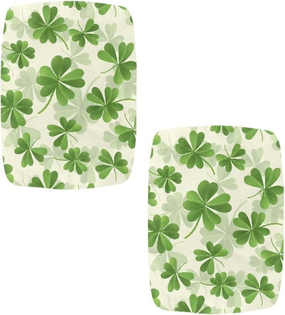 Bar Stool Covers St Patricks Day Bar Stool Covers Rectangle Set of 2 Stretch Vanity Chair Cover for Living Room Kitchen Counter Foot Stool Covers Rectangular Lucky Leaf
