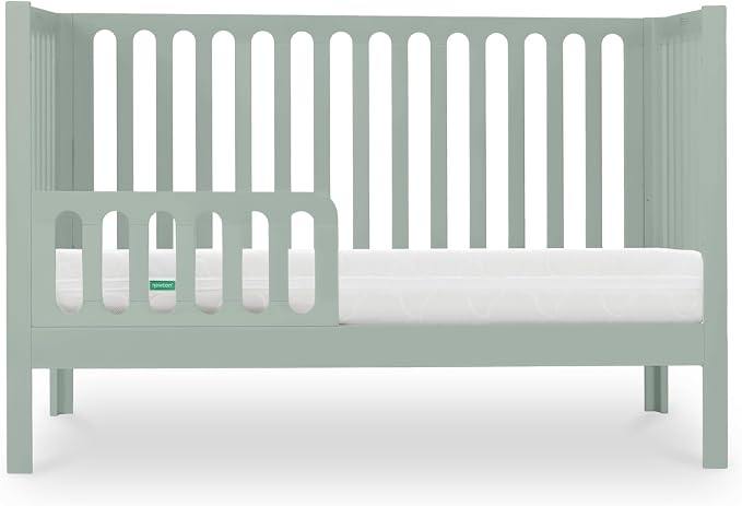 Newton Baby Galileo Standard Crib, Solid Beech Wood in Sage Color, 3-in-1 Convertible Crib with Toddler Bed Conversion Kit, Baby-Safe Finish