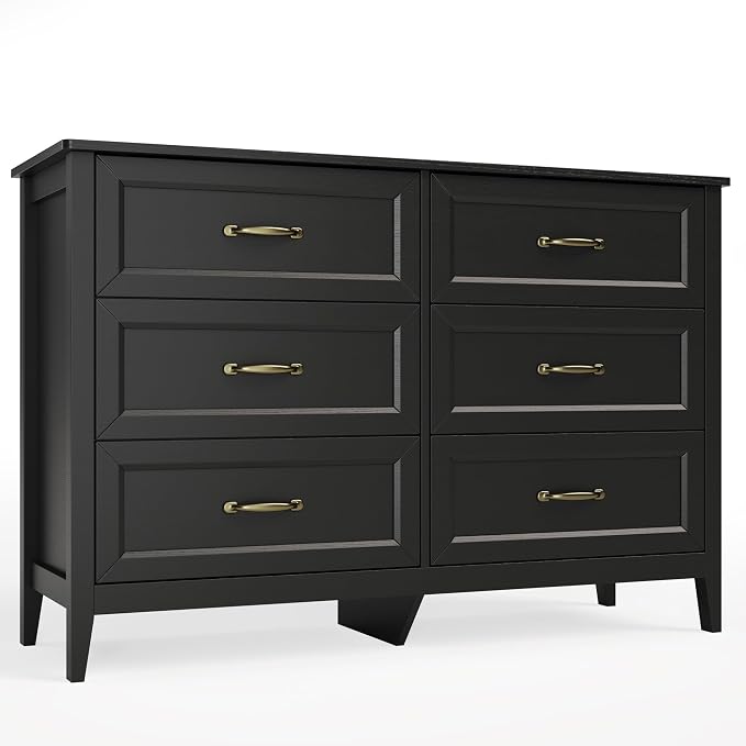 Gizoon 2-Piece Bedroom Furniture Set, 2-PC Dresser Set for Bedroom, Includes a 5 Drawer Dresser and a 6 Chest of Drawers, with Smooth Rail, Handles, Anti-Tipping, Large Storage Space, Black