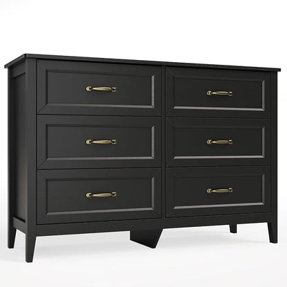 Gizoon 2-Piece Bedroom Furniture Set, 2-PC Dresser Set for Bedroom, Includes a 5 Drawer Dresser and a 6 Chest of Drawers, with Smooth Rail, Handles, Anti-Tipping, Large Storage Space, Black