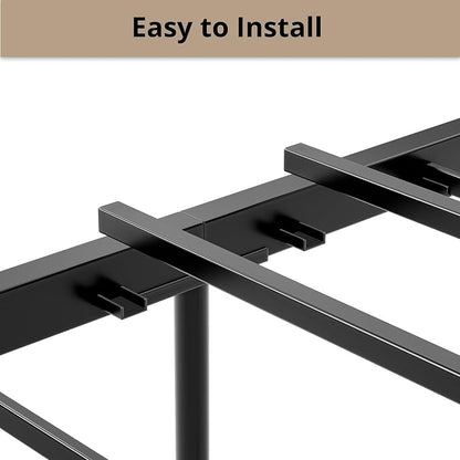 LIKIMIO Queen Bed Frame, Tall Industrial Headboard 51.2 ", Platform Bed Frame with Strong Metal Support, Solid and Stable, Noise Free, No Box Spring Needed, Easy Assembly, Charcoal Grey