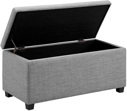 Amazon Basics Upholstered Rectangular Storage Ottoman Bench for Entryway, Living Room, Bedroom, Light Gray, 35.5"W x 16.5"D x 17"H, No Assembly Required