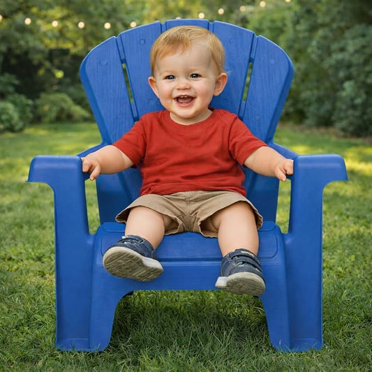 Little Tikes Kids Garden Chair 2 Pack in Blue, Outdoor Toddler Activity Adirondack Chairs for Picnic, Garden, Patio, Backyard & Beach, Outdoor Chair Set