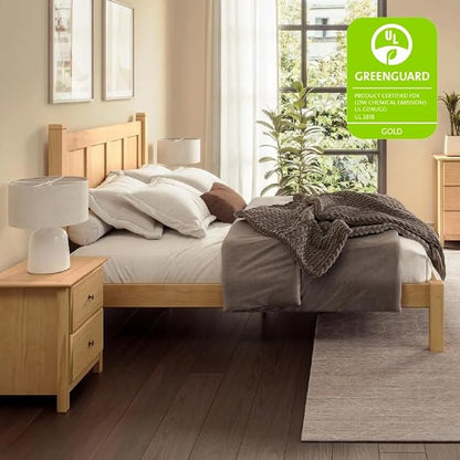 Grain Wood Furniture Shaker Solid Wood Panel Platform Bed, Queen Size, Natural