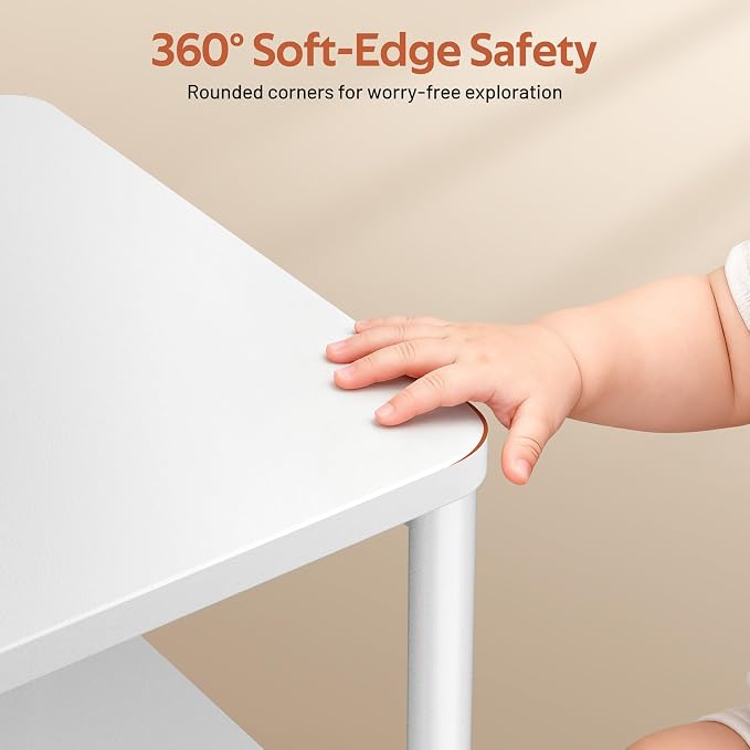 MISSLO Toddler Nightstand with Storage Basket Kids Night Stand with Large Tabletop Nursery Side Table for Living Room Easy Assembly Small End Tables for Small Spaces Toddler Bedroom Decor, White