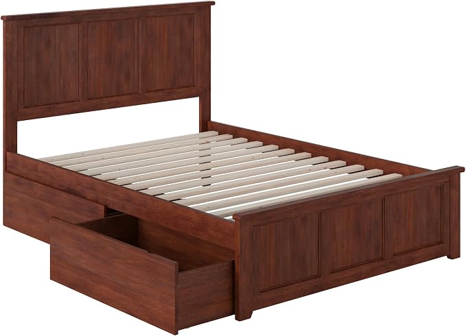 AFI, Madison Full Platform Bed with Matching Footboard & Storage Drawers, Walnut