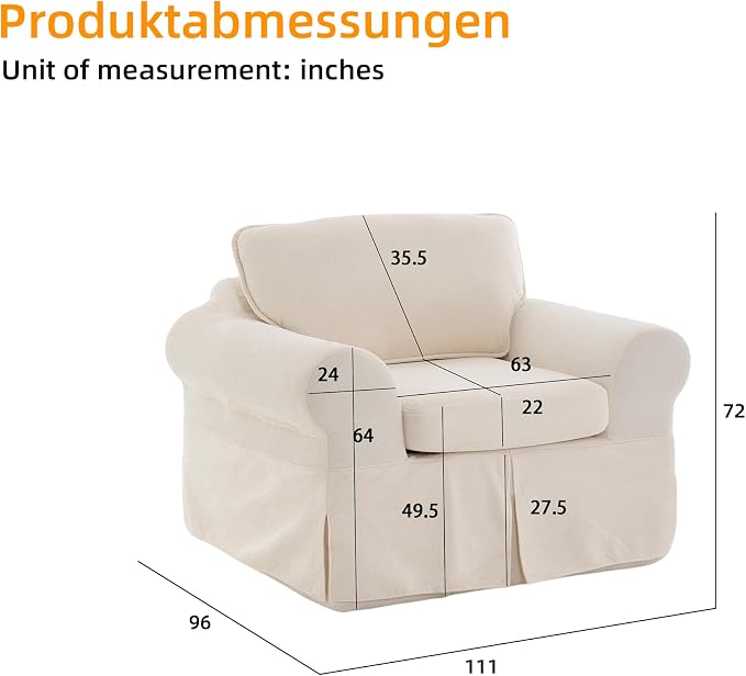 Mistpeople Modern Loveseat Sofa Couch, Upholstered Comfy Sofa with Pillows & Armrests, Deep Seating Couch with Removable Cover for Living Room Bedroom Apartment Office Small Spaces, Beige