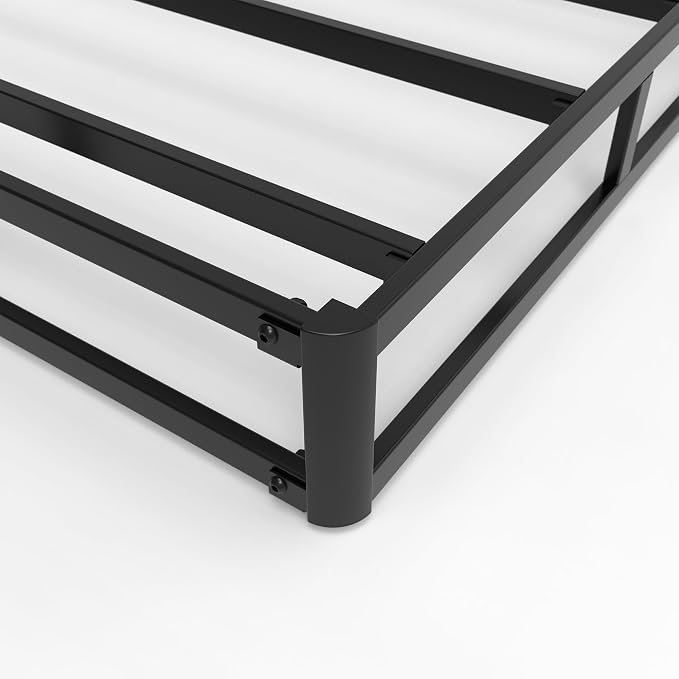 Maenizi Cal King Box Spring 4 Inch Low Profile, Heavy Duty Metal Box Spring Bed Base with Fabric Cover, Mattress Foundation, Easy Assembly, Noise Free, Black