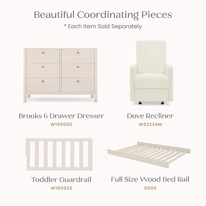 Delta Children Isabelle 6-in-1 Convertible Crib, Converts to Toddler Bed, Daybed, Sofa & Full Bed with/Without Footbaord, Greenguard Gold Certified, Mattress Heights, Soft Beige