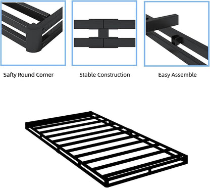 NHODIR Twin XL Box Spring Mattress Foundation, 3 Inch Low Profile | Heavy Duty Metal, Fabric Cover, Easy Assembly, Non-Slip & Noise-Free