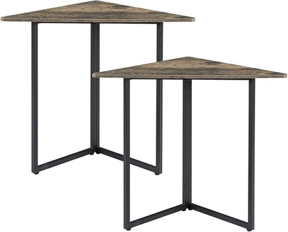 VECELO Corner Desk,Office Tables for Living Room for Small Space Triangle Computer Desk with Steel Frame Corner Shelves with Metal Frame Writing Desk for Workstation Classic Grey 31.1" 2 Set
