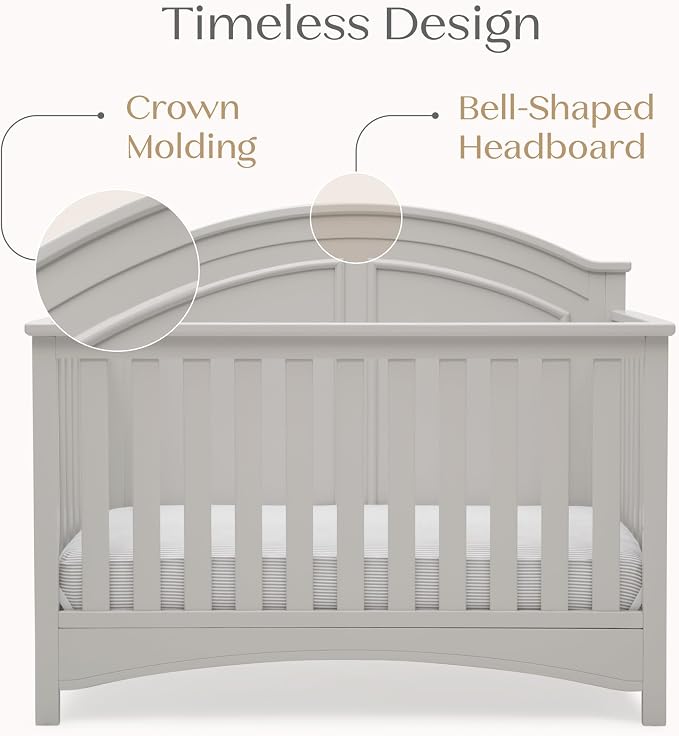 Delta Children Perry 6-in-1 Convertible Crib - Greenguard Gold Certified, Moonstruck Grey