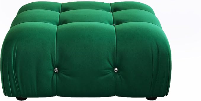 Modern Velvet Sectional Sofa, L Shape Minimalist Modular 4-Seater Sofa for Living Room Office Apartment (Ottoman/Green)