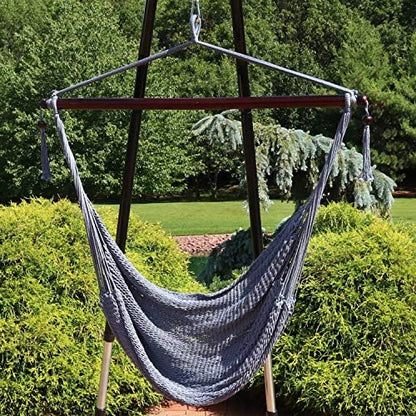 Sunnydaze Hanging Hammock Chair Swing for Patio, Caribbean, Gray