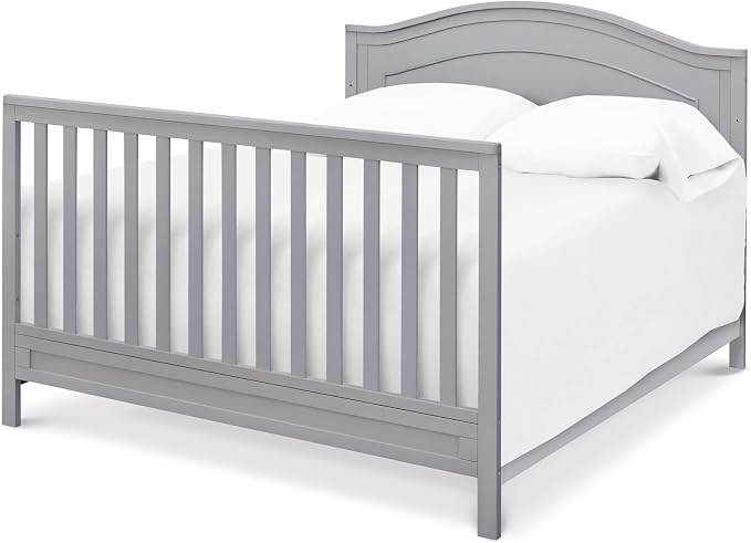 Davinci Charlie 4-in-1 Convertible Baby Crib - GREENGUARD Gold Certified Convertible Crib to Toddler Bed, Daybed, Full-Size Wooden Bed and Durable - 4 Adjustable Mattress Heights - Grey