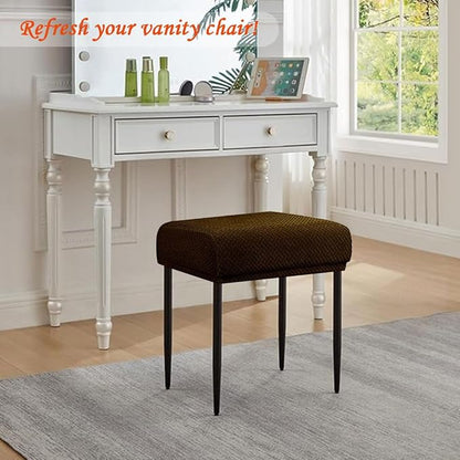 Levoberg Bar Stool Cover Rectangle Stretch Counter Height Barstool Slipcovers Rectangular Vanity Stool Cover Kitchen Counter Saddle Seat Cover for Wooden Metal Bench Set of 2 Coffee