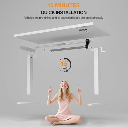 Acrolix Electric Standing Desk, Height Adjustable Home Office Desk with Memory Presets & Cable Management,White Sit Stand Desk for Work from Home, Ergonomic Computer Desk (55" x 24")