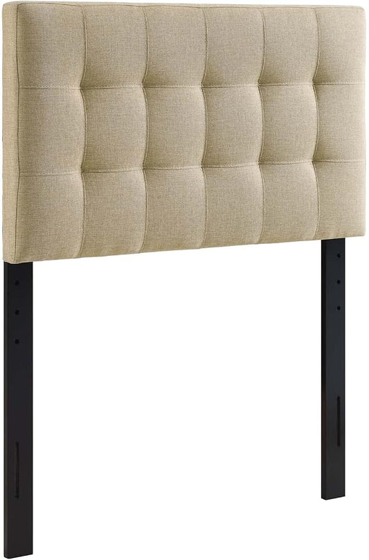 Modway Lily Tufted Linen Fabric Upholstered Twin Headboard in Beige