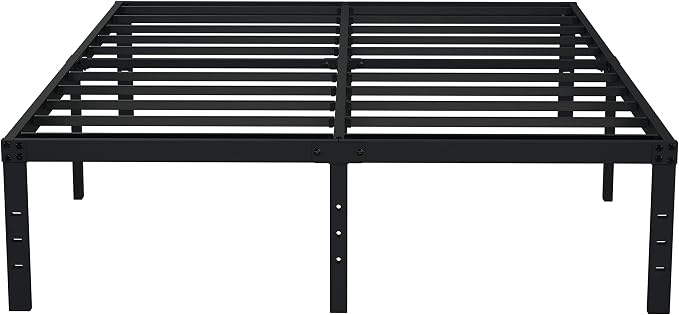 EMODA Full Size Bed Frame 16 Inch Heavy Duty Metal Platform Beds No Box Spring Needed with Sturdy Steel Slats Mattress Foundation, Easy Assembly, Noise Free, Black