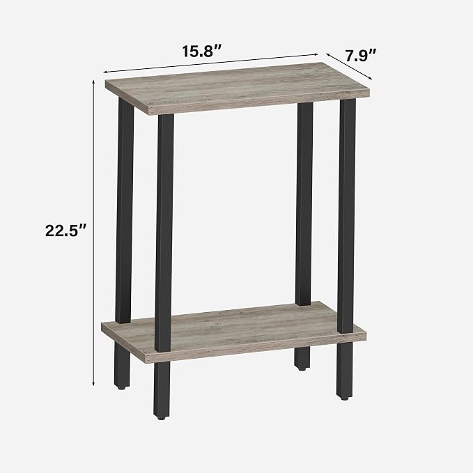 TUTOTAK Small Side Table, Narrow End Table, Set of 2, Skinny Sofa Table, Slim Nightstand, Couch Table, Living Room, Bed Room, Greige TB01BG0622