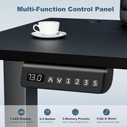 DUMOS 48 Inch Electric Standing Desk Height Adjustable, Sit to Stand Up Computer Workstations Work PC Table Home Office Study Writing Gaming Desks with Memory Presets for Walking Pad, Bedroom, Black