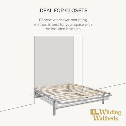 Wilding Wallbeds Deluxe Murphy Bed Frame (Queen) Vertical Wallbed, Powder-Coated Steel Frame for Folding Cabinet, Pull-Out Bed, Hidden Bed