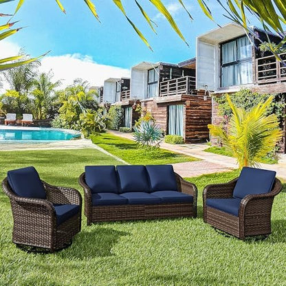 3 Piece Patio Furniture Set, Wicker Outdoor Conversation Set