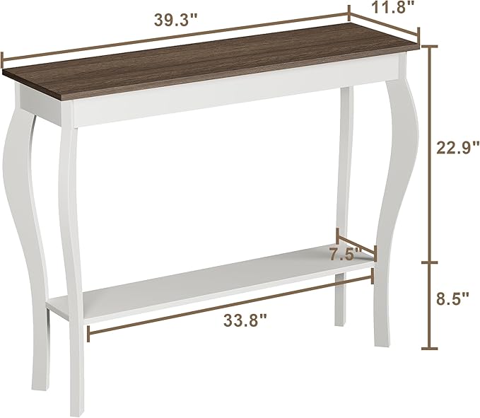 ChooChoo Narrow Farmhouse Console Table, Chic Accent Sofa Table, Entryway Table, Soft White