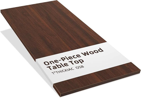 Universal 60 x 24 One-Piece Solid Wood Table Top, 1" Thick Desktop for Stand Up Height Adjustable Desk Frames, Home Office Tabletop, Countertop DIY, Red Walnut