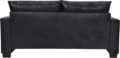 Ball & Cast 69" Loveseat Sofa, Modern Love Seat Couches for Living Room, Upholstered 2 Seater Small Couch with 2 Throw Pillows for Bedroom,Apartment,Office,Easy Assembly,Black