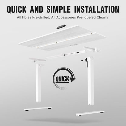 Veken 63x27.6 Inch Large Electric Standing Desk, Heights Adjustable,Sit to Stand Up, Work Home Office Computer Table for Walking Pad, Gifts for Dad, Wooden Desktop Desks, White
