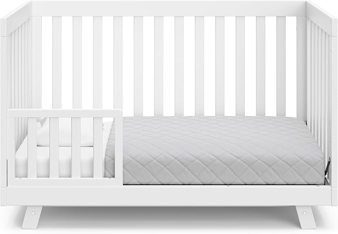 Storkcraft Beckett 3-in-1 Convertible Crib – GREENGUARD Gold Certified, Fits Standard Crib Mattress, Converts to Toddler Bed and Daybed, 4 Mattress Heights, Grow-with-Me Design (White)