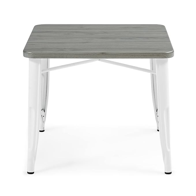 Delta Children Bistro Kids Play Table - Ideal for Arts & Crafts, Snack Time, Homeschooling, Homework & More, White Metal/Grey Barnboard