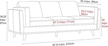 Valencia Artisan Full Leather Sofa 88” | Pure Full Italian Nappa Leather Couch, Solid Wood Accent, Ultimate Comfort, Chocolate